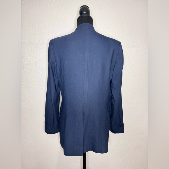 THEORY Navy Blue Collarless Blazer‎ Women’s Size 8 - Picture 6 of 7
